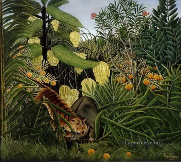 Combate de un tigre y un búfalo Henri Rousseau Pinturas al óleo